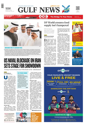 Prima pagina Gulf News di oggi - Quotidiano estero