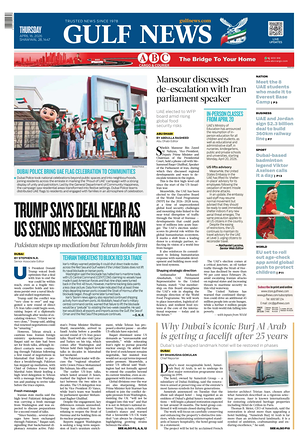 Prima pagina Gulf News di oggi - Quotidiano estero
