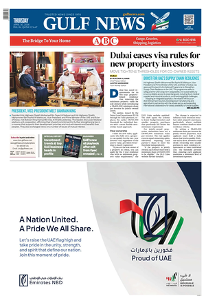 Prima pagina Gulf News di oggi - Quotidiano estero