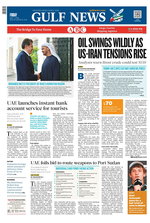 Prima pagina Gulf News di oggi - Quotidiano estero