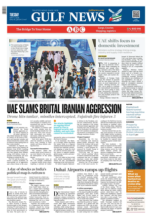 Prima pagina Gulf News di oggi - Quotidiano estero