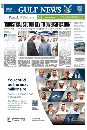 Prima pagina Gulf News di oggi - Quotidiano estero