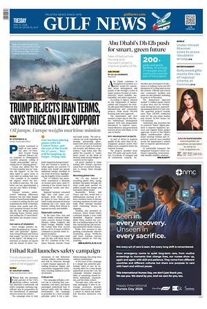 Prima pagina Gulf News di oggi - Quotidiano estero