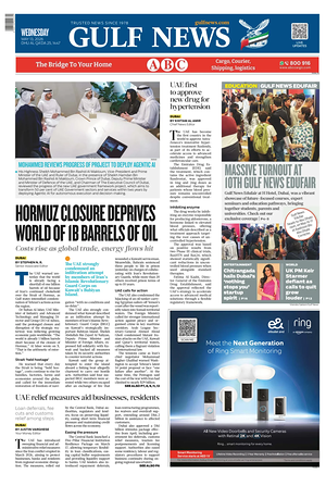 Prima pagina Gulf News di oggi - Quotidiano estero