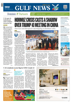Prima pagina Gulf News di oggi - Quotidiano estero
