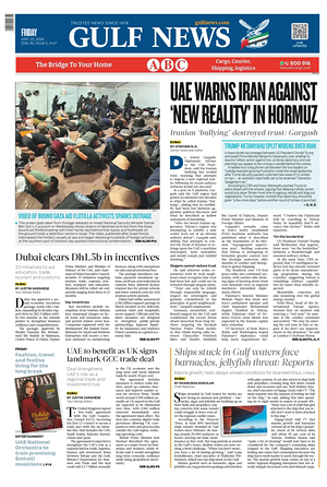 Prima pagina Gulf News di oggi - Quotidiano estero