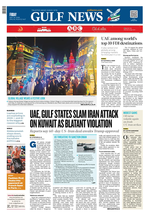 Prima pagina Gulf News di oggi - Quotidiano estero