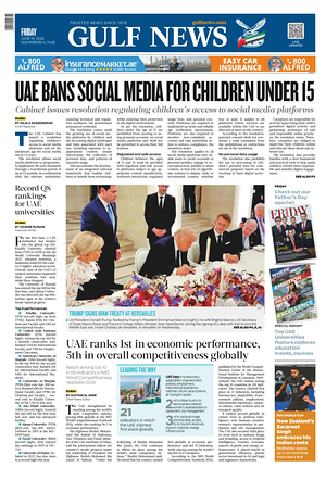 Prima pagina Gulf News di oggi - Quotidiano estero