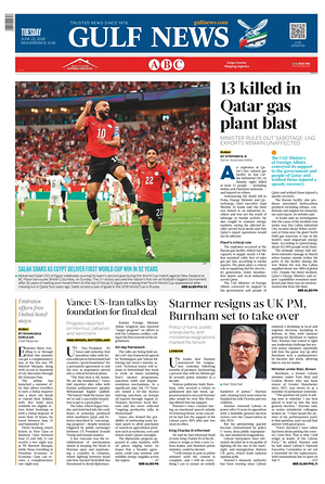 Prima pagina Gulf News di oggi - Quotidiano estero