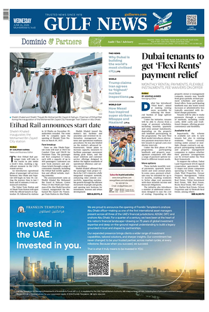 Prima pagina Gulf News di oggi - Quotidiano estero