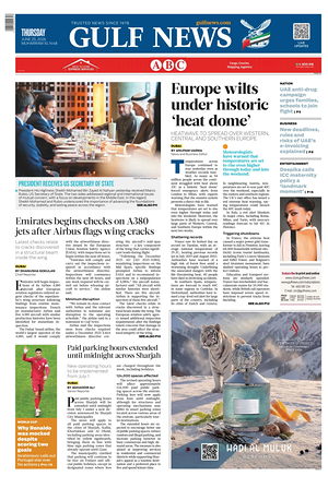 Prima pagina Gulf News di oggi - Quotidiano estero