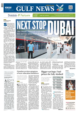 Prima pagina Gulf News di oggi - Quotidiano estero