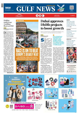 Prima pagina Gulf News di oggi - Quotidiano estero