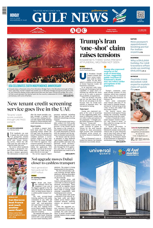 Prima pagina Gulf News di oggi - Quotidiano estero