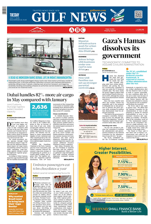 Prima pagina Gulf News di oggi - Quotidiano estero