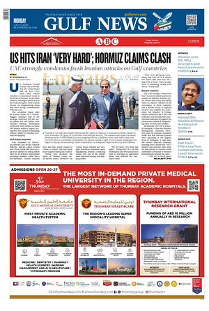 Prima pagina Gulf News di oggi - Quotidiano estero