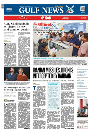 Prima pagina Gulf News di oggi - Quotidiano estero