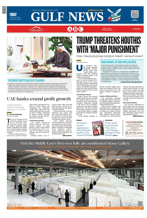 Prima pagina Gulf News di oggi - Quotidiano estero