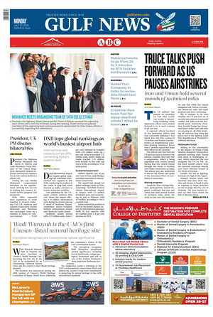 Prima pagina Gulf News di oggi - Quotidiano estero