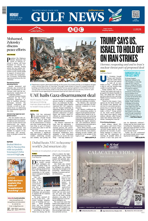 Prima pagina Gulf News di oggi - Quotidiano estero