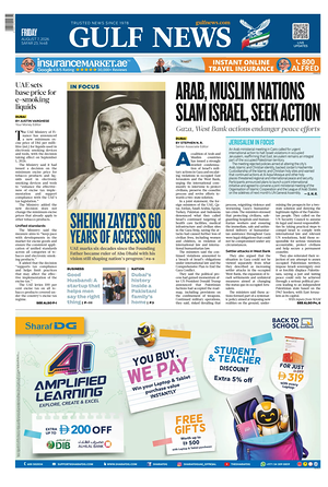Prima pagina Gulf News di oggi - Quotidiano estero