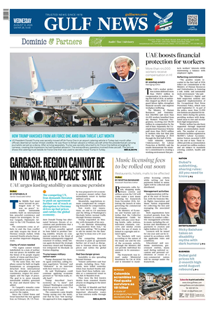Prima pagina Gulf News di oggi - Quotidiano estero