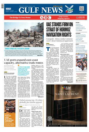 Prima pagina Gulf News di oggi - Quotidiano estero
