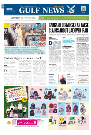 Prima pagina Gulf News di oggi - Quotidiano estero