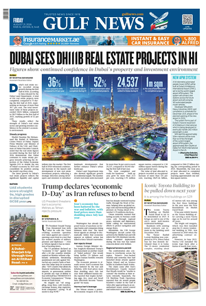 Prima pagina Gulf News di oggi - Quotidiano estero