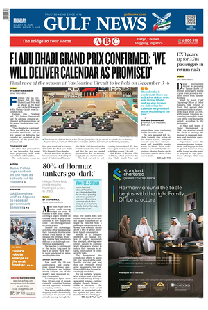 Prima pagina Gulf News di oggi - Quotidiano estero