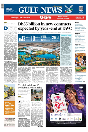 Prima pagina Gulf News di oggi - Quotidiano estero