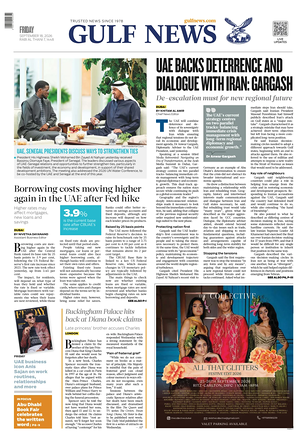 Prima pagina Gulf News di oggi - Quotidiano estero