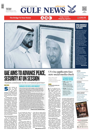 Prima pagina Gulf News di oggi - Quotidiano estero