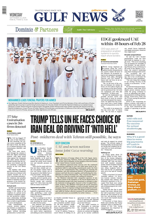 Prima pagina Gulf News di oggi - Quotidiano estero
