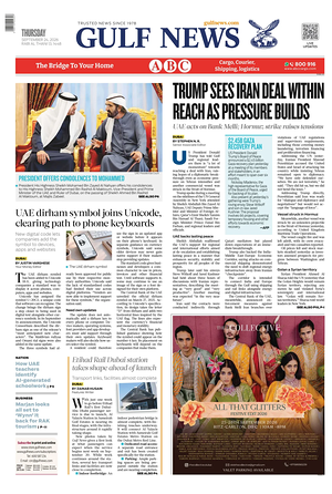 Prima pagina Gulf News di oggi - Quotidiano estero