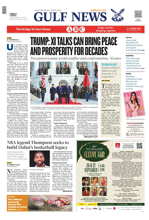 Prima pagina Gulf News di oggi - Quotidiano estero