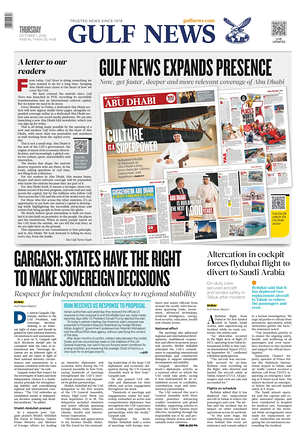Prima pagina Gulf News di oggi - Quotidiano estero