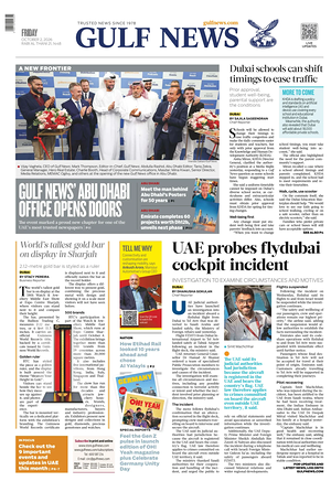 Prima pagina Gulf News di oggi - Quotidiano estero