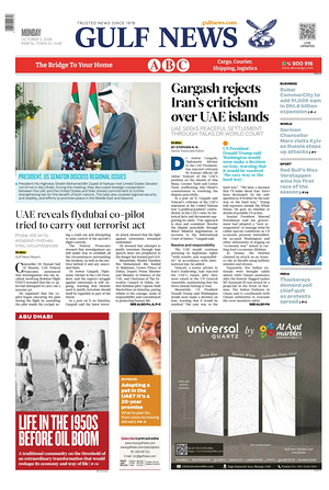 Prima pagina Gulf News di oggi - Quotidiano estero