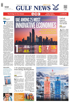 Prima pagina Gulf News di oggi - Quotidiano estero