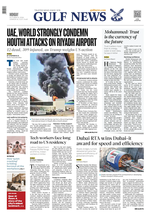 Prima pagina Gulf News di oggi - Quotidiano estero