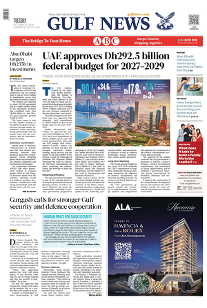 Prima pagina Gulf News di oggi - Quotidiano estero