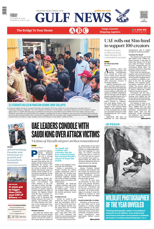 Prima pagina Gulf News di oggi - Quotidiano estero