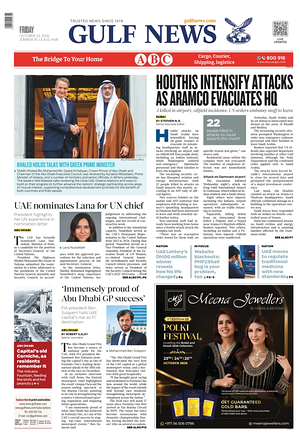 Prima pagina Gulf News di oggi - Quotidiano estero