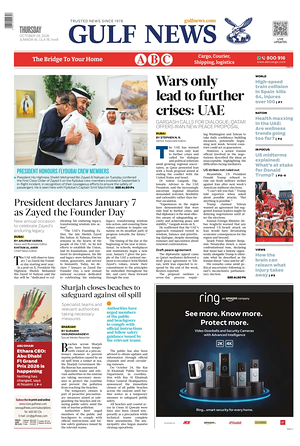 Prima pagina Gulf News di oggi - Quotidiano estero