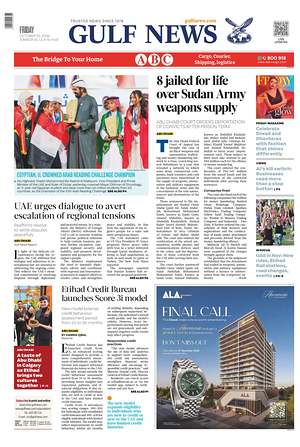 Prima pagina Gulf News di oggi - Quotidiano estero