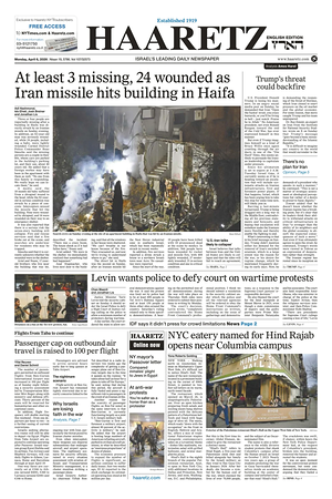 Haaretz (English) prima pagina