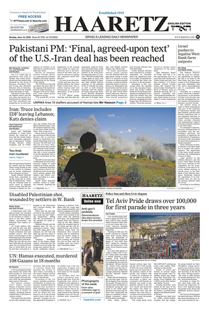 Prima pagina Haaretz (English) di oggi - Quotidiano estero