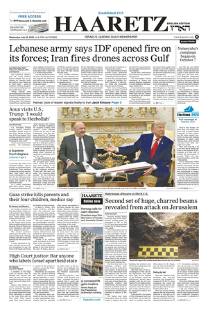 Prima pagina Haaretz (English) di oggi - Quotidiano estero