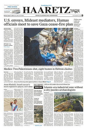 Prima pagina Haaretz (English) di oggi - Quotidiano estero